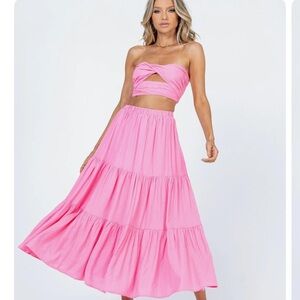 Princess Polly Pink Tiered Maxi Skirt